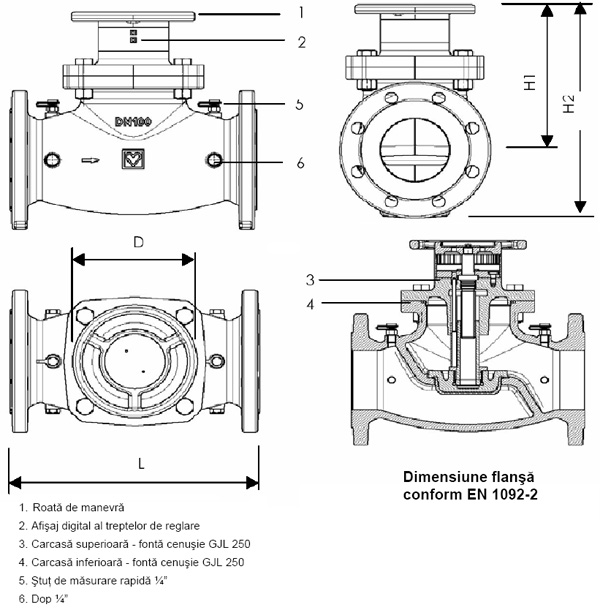 ROBINET - VANA DE ECHILIBRARE - DIMENSIUNI